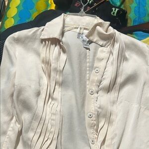 Talbots Ivory Pleated Blouse